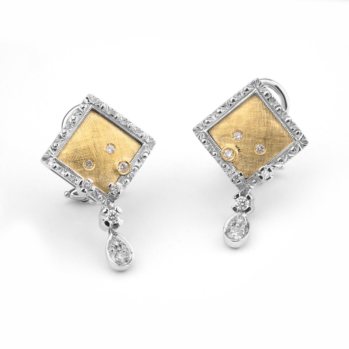 購入割引78862-26絶品Diamond 18K Earrings SPAIN New 6.6g イエローゴールド台